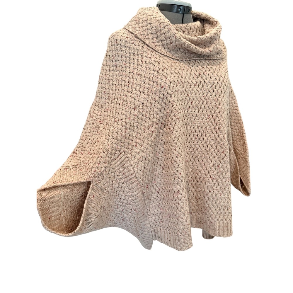 St Johns Bay Womens XXL Oatmeal Donegal Cowl Neck Knit Poncho Sweater New